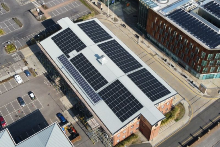 Image of solar panels installed on the Redcar and Cleveland House