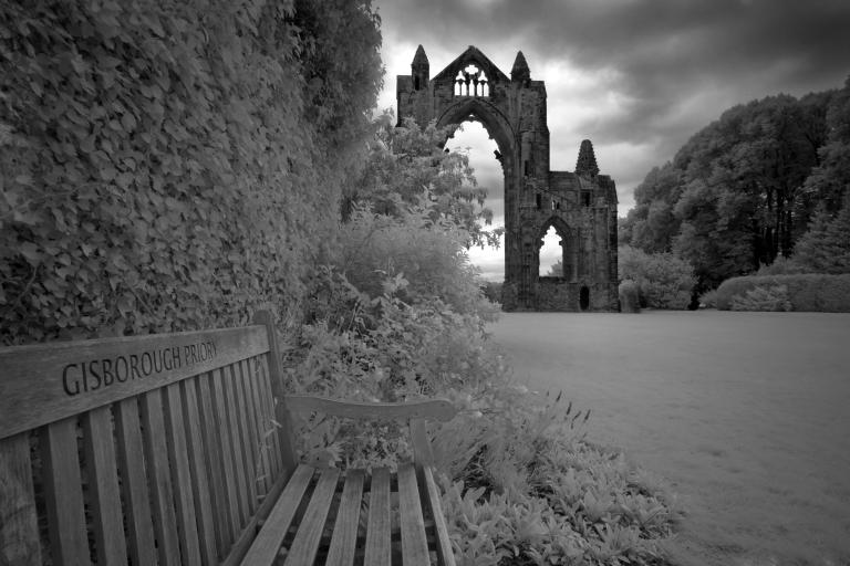 White and black image of the Gisborough Priory