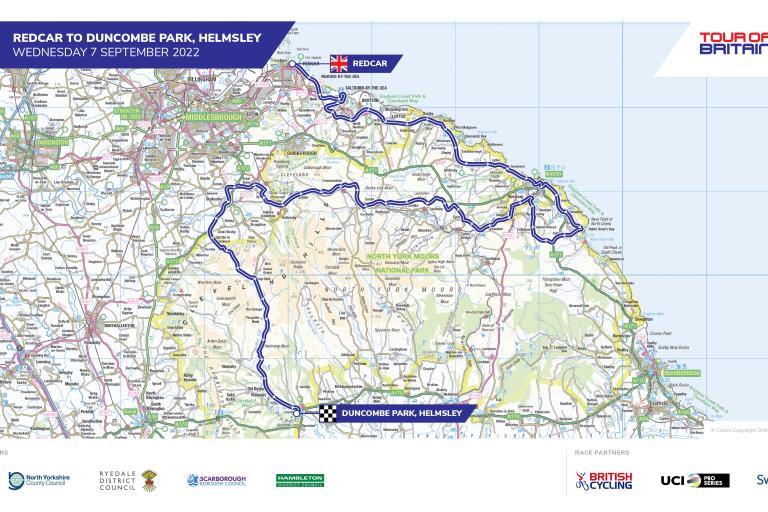 Map of Tour of Britain stage 4 route