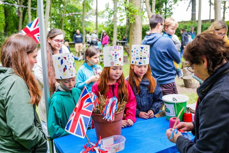 Children visiting a stall at the family fun day at Gisborough Priory.