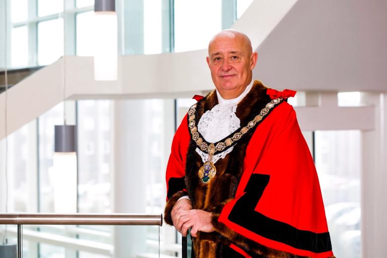 Image of Stuart Smith, the new mayor of Redcar and Cleveland in ceremonial clothing