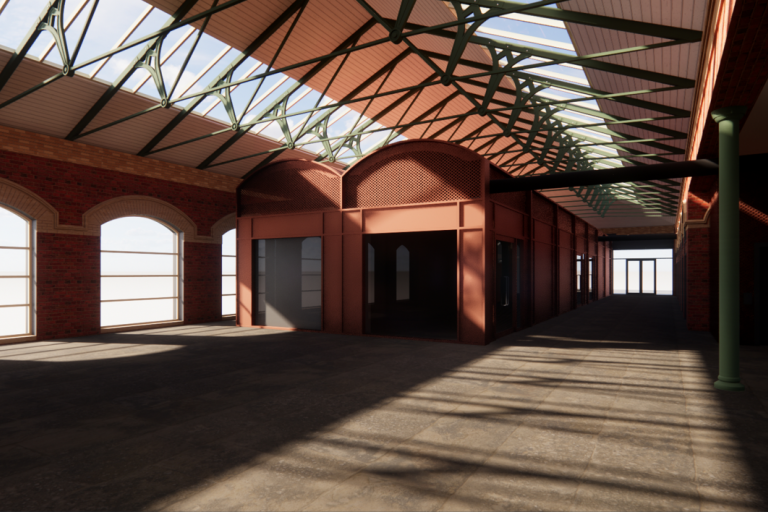 CGI design of the interior of Redcar Central Train Station after proposed refurbishments. 
