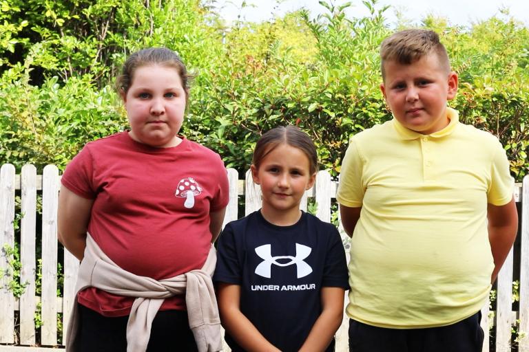 Harriett Phillips, Gracie Forrest, Alfie Dolan, pupils at South Bank Primary School, talking about the importance of recycling.