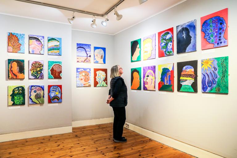 A visitor to Kirkleatham Museum enjoys the new art exhibition