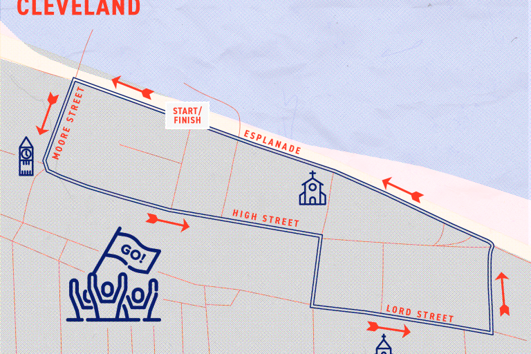 Route map for the circuit race in Redcar.