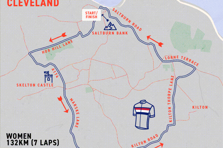 Route map for the road race in Saltburn and East Cleveland.
