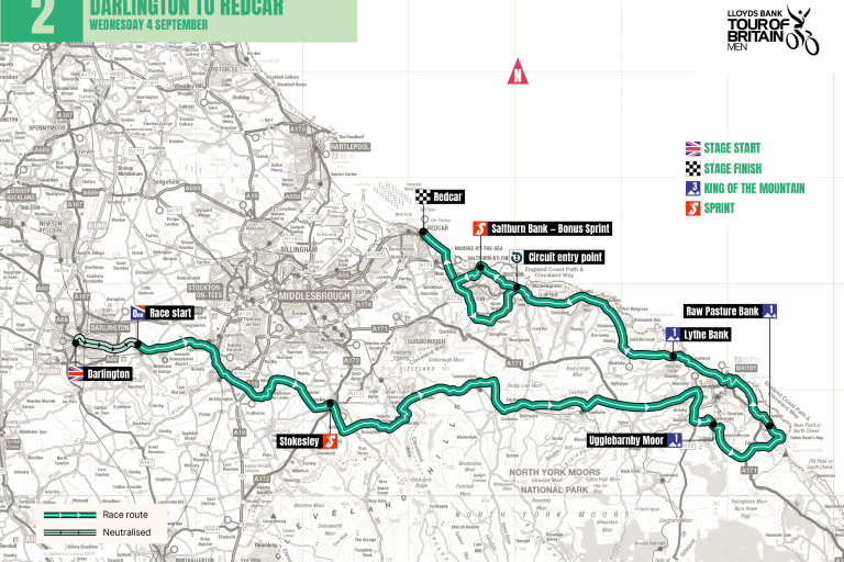 Man showing the route for the men's competition at the Tour of Britain 2024