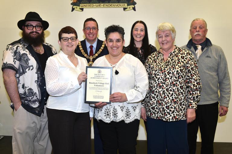 Boosbeck Village Hall Volunteers with the Mayor