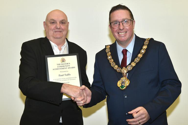 Paul Tuffs with the Mayor of Redcar and Cleveland