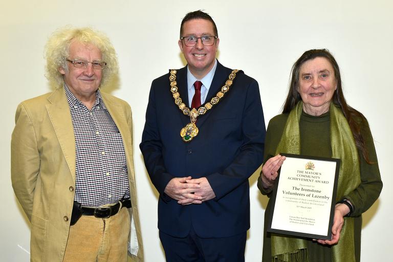 The Ironstone Volunteers of Lazenby with the Mayor