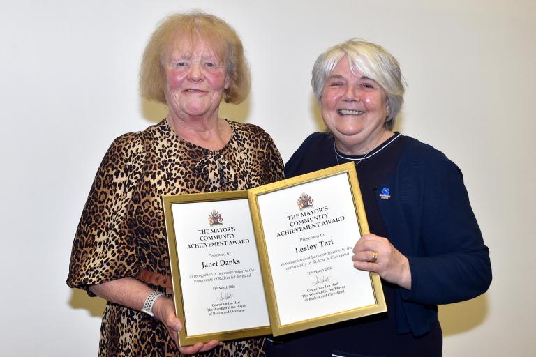 Janet and Lesley with their award