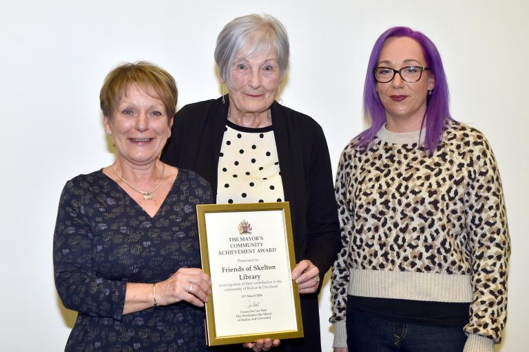 Friends of Skelton Library with their award