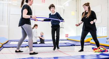 Kirkleatham Hall School. Student Oliver Wolfenden with teachers Bonnie Mason-Harker and Tkiri Robinson