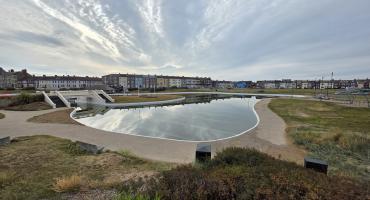 Image of the boating lake in coatham filled with water.
