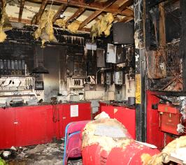 Image showing fire damage to the control centre of the saltburn cliff tramway