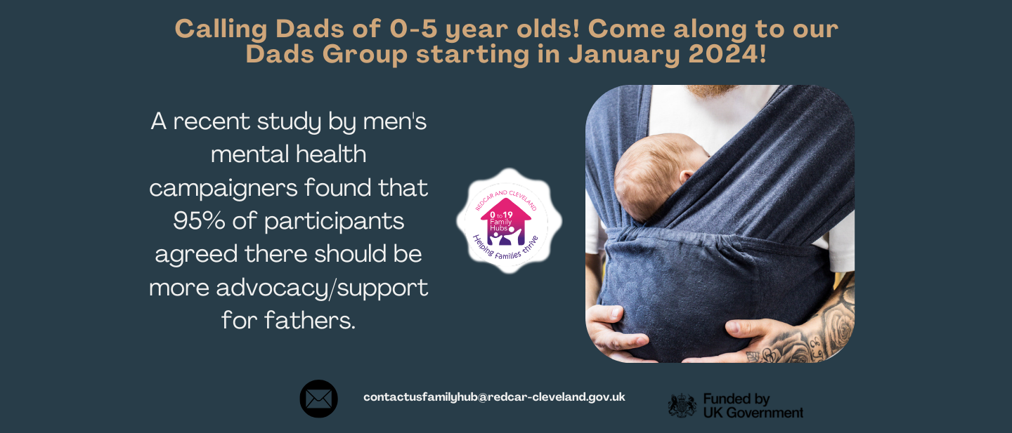 Calling dads of 0-5 year olds. Come along to our Dads group starting January 2024.
