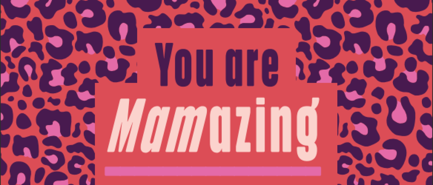 Decorative image of a red butterfly print. The words in the centre read 'you are mamazing'