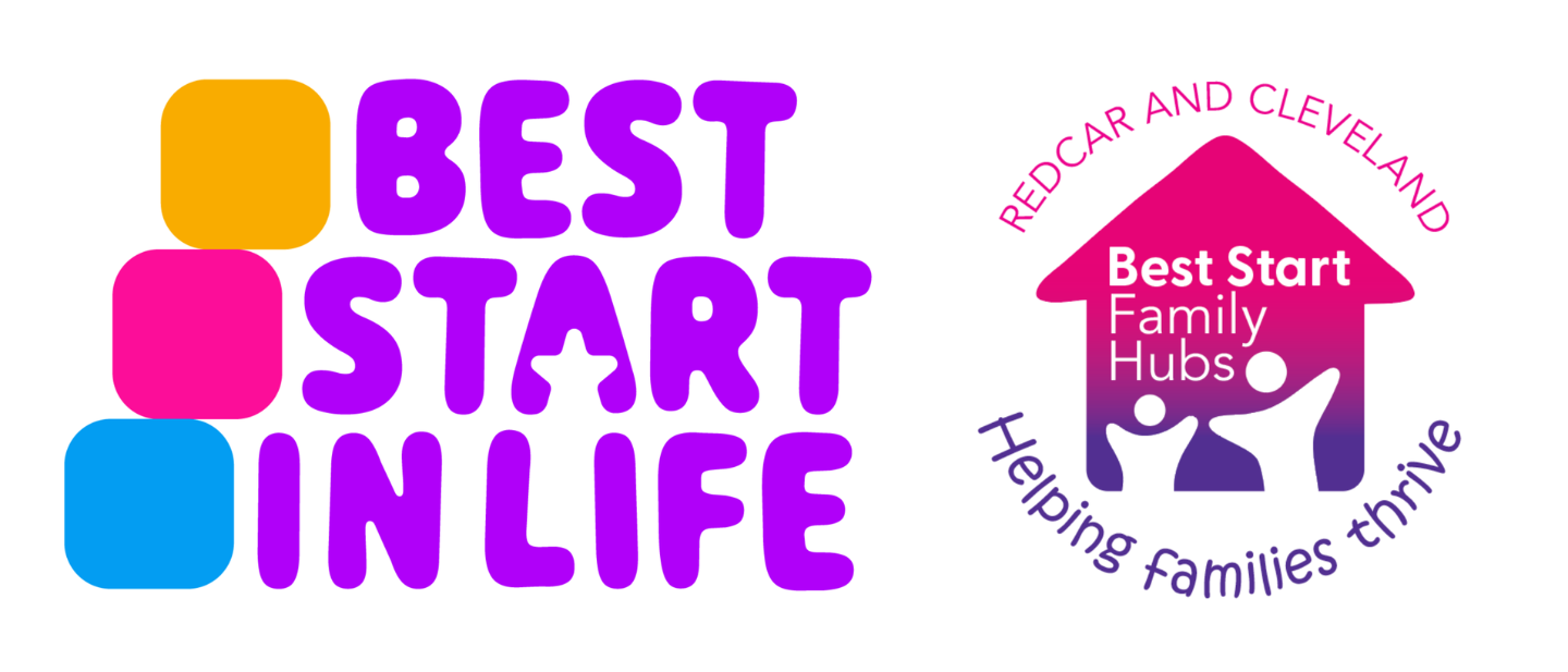Image shows the best start in life and family hubs logos both are decorative