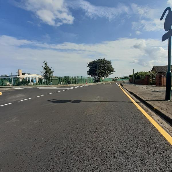 Image of the Stirling Road after being resurfaced.