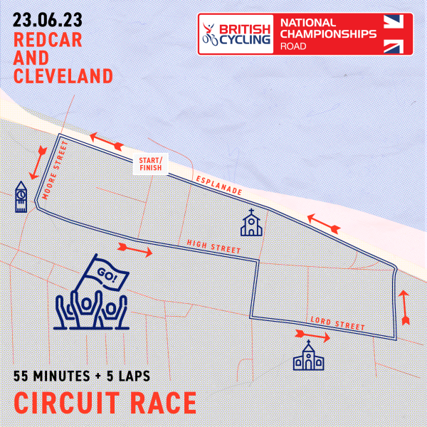Route map for the circuit race in Redcar.