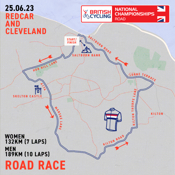 Route map for the road race in Saltburn and East Cleveland.